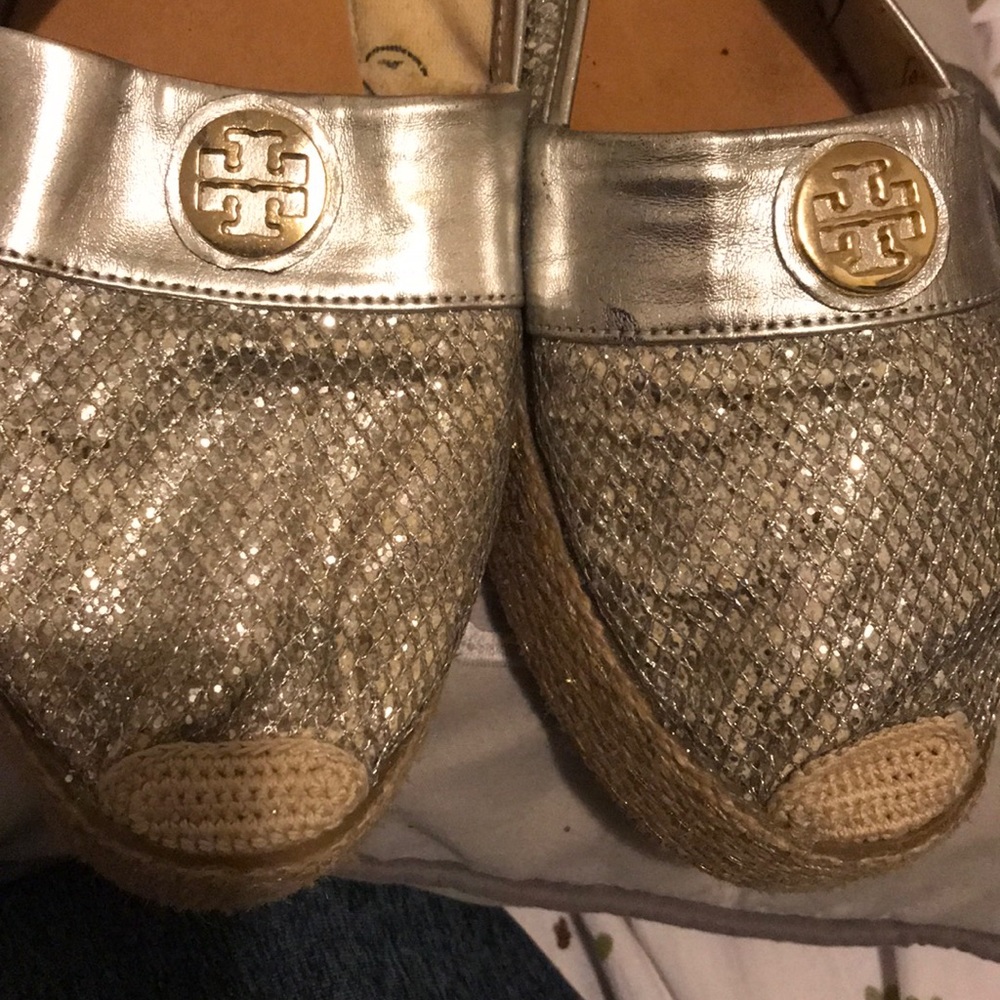 Silver Glitter Tory Burch Platform Espadrilles - image 2